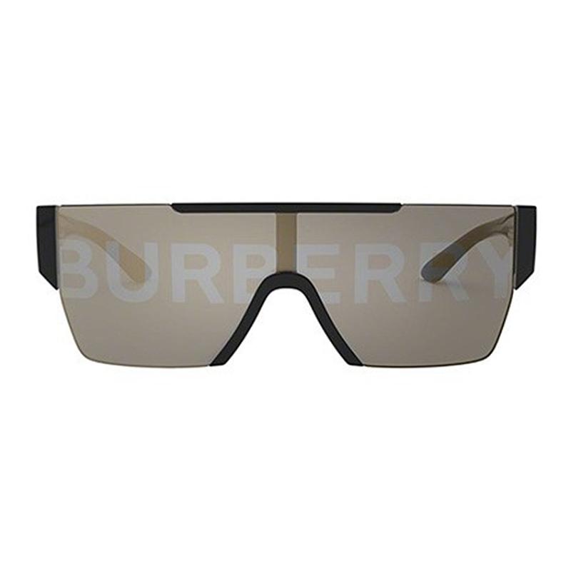 Burberry LOGO Full Print Plate Frame Square Sunglasses Men's Dark Grey