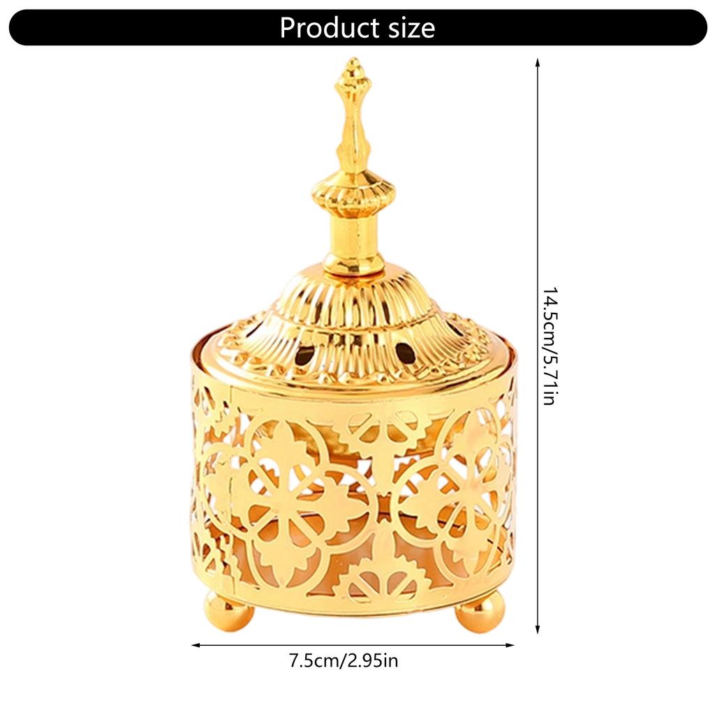 Arabic Incense Bowl Vintage Metal Burner with Lid for Meditation Office Ambiance and Relaxation