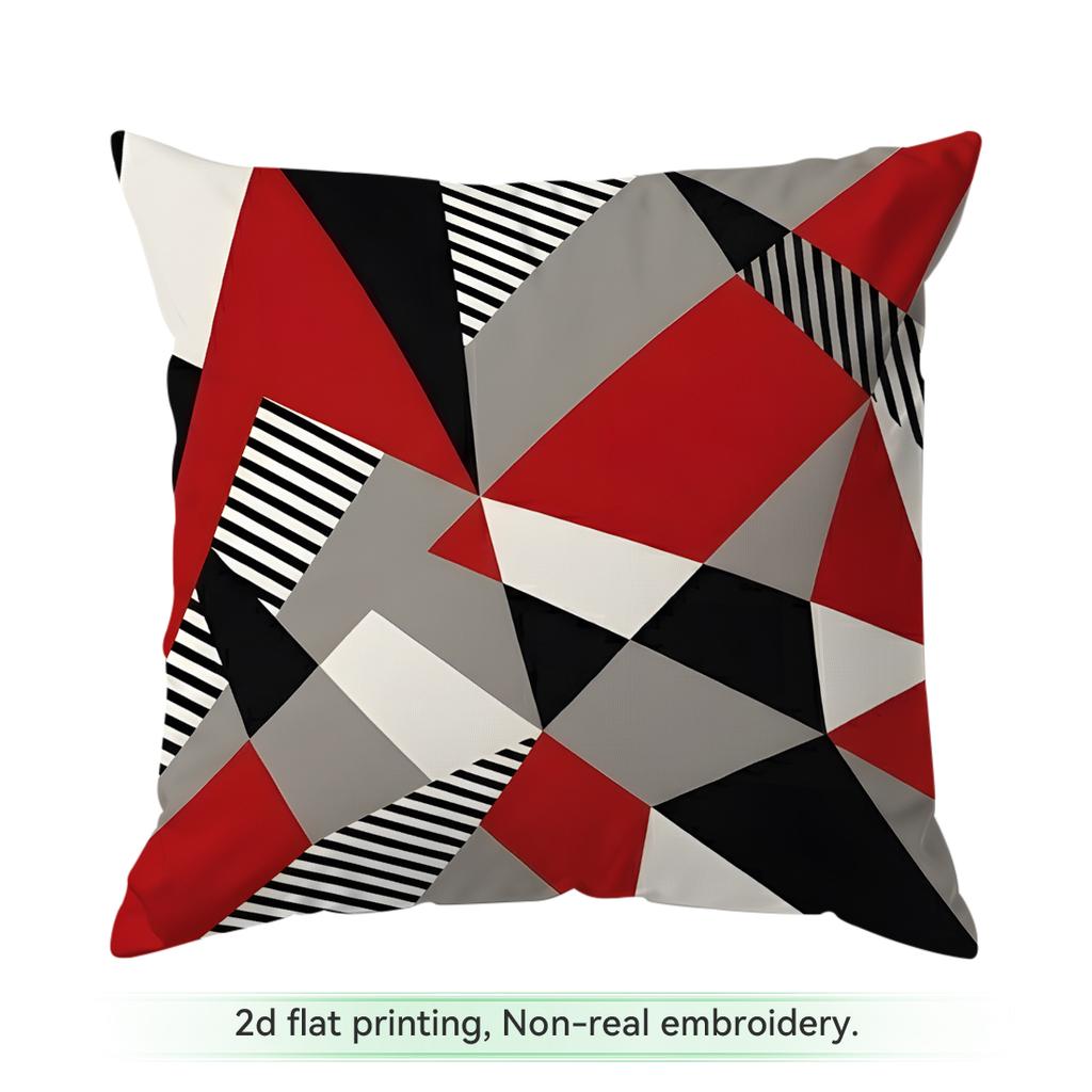 1 Red And Black Geometric Bag Cushions Pillowcase Polyester Cushion Cover Throw Pillow Pillowcover Home Car Sofa Decor