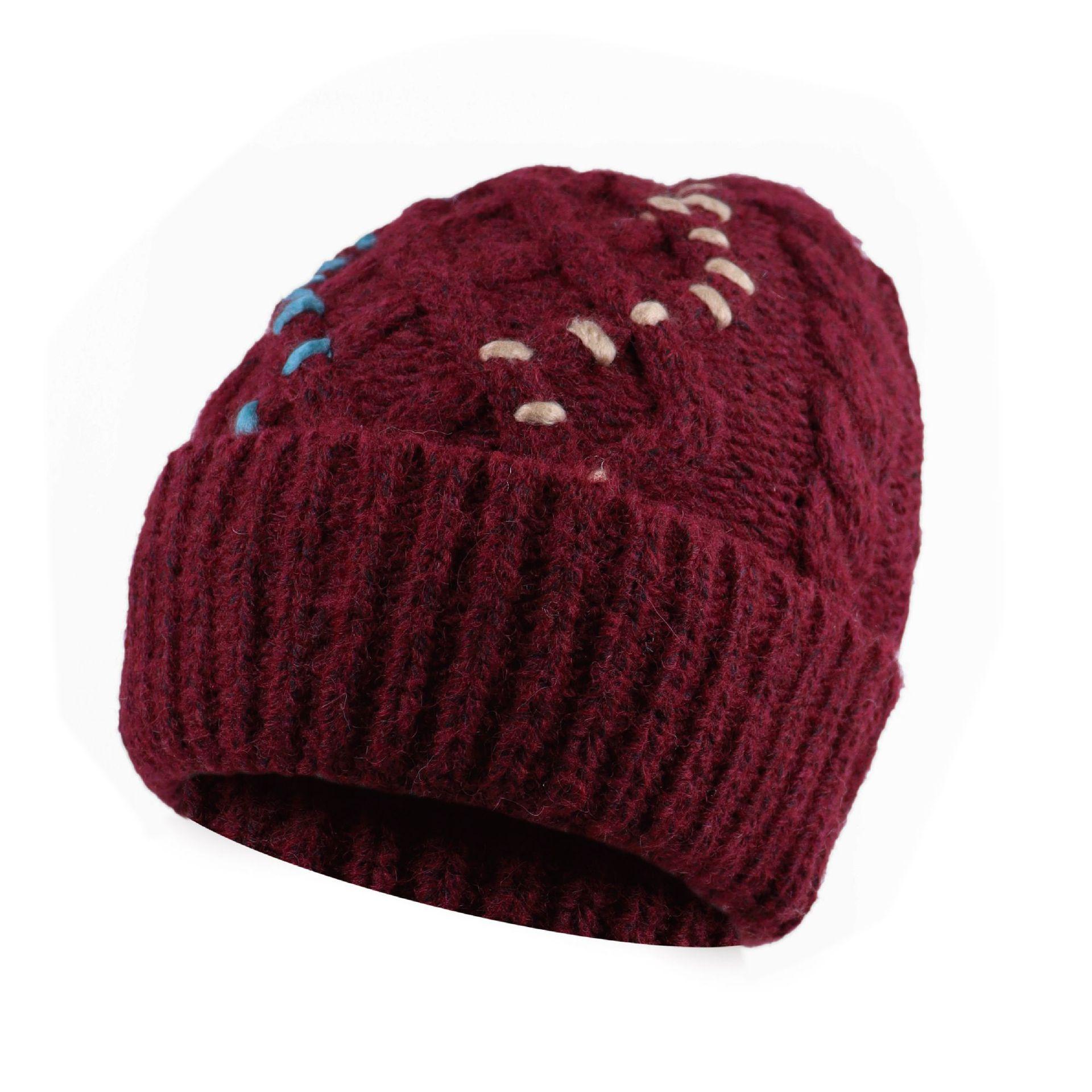 

Вязаная шапка из смесовой шерсти, ветрозащитная, рождественская, бордовая, шерстяная, крученая, женская, зимняя, холодная шапка, новая бордовый