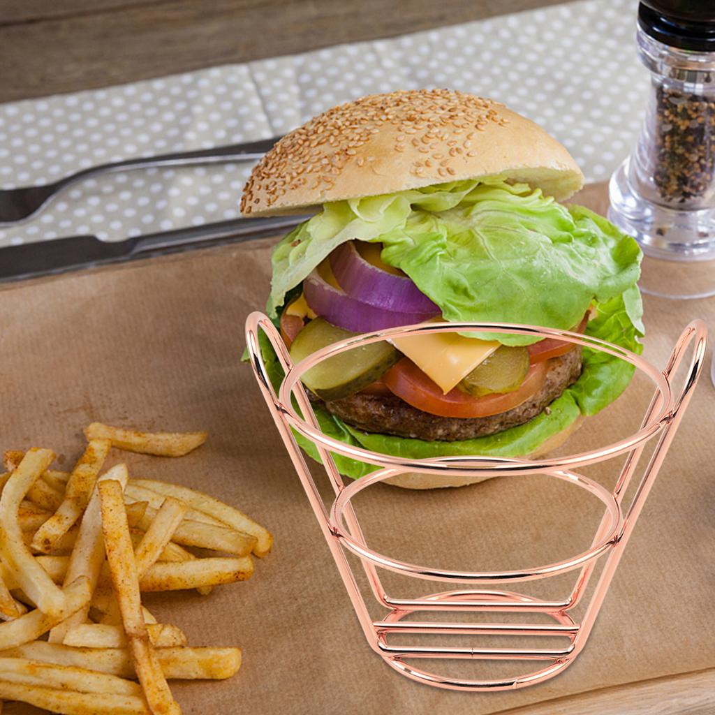 French Fry Holder Stainless Steel Heavy Duty Cone Like Fry Basket French Fries Holder Food Restaurant Table Serving Supplies