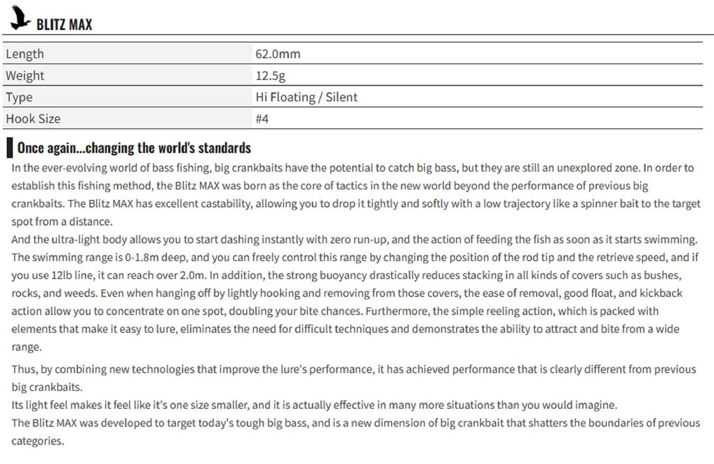 OSP Blitz Max 62 Mm 12.5 Grams Floating Lure H-09 (5335)