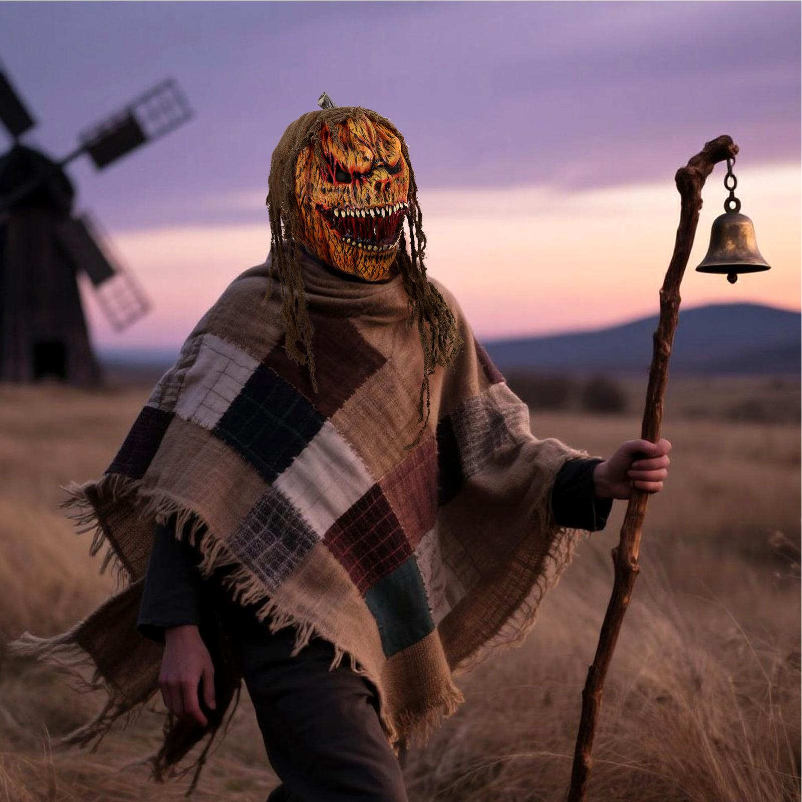 

Scary Pumpkin Masquerade Horror Cosplay Costume Face Cover Creepy Cosplay Party Dress Up Accessories For Carnival Holidays CHINA