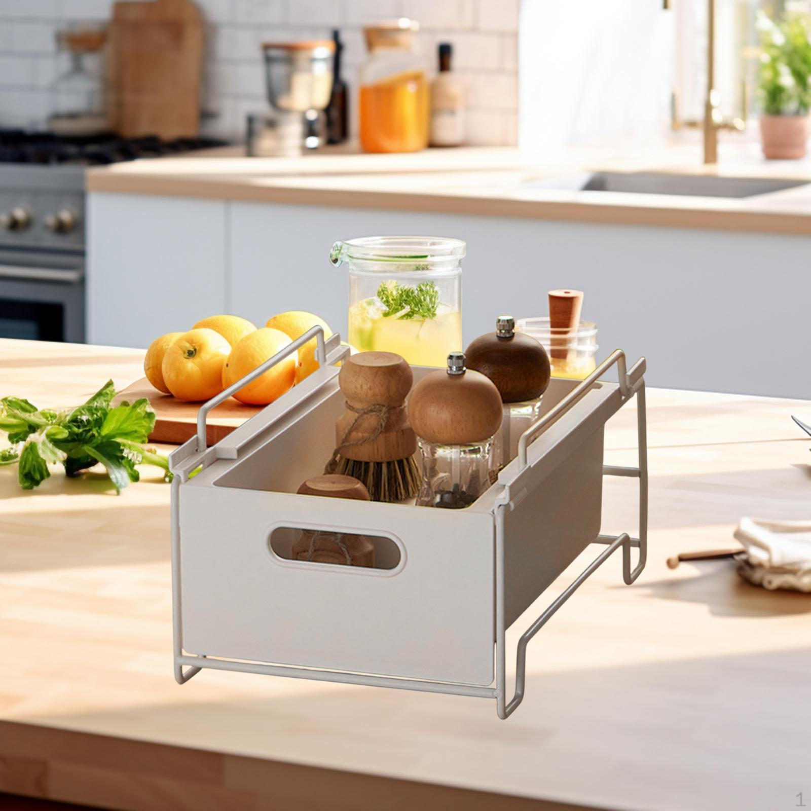 

Под раковиной Органайзер Многофункциональный выдвижной шкаф Штабелируемый стеллаж для хранения вещей для спальни 29.5cmx20cmx16cm