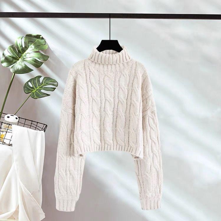 High Neck Pullover Sweater for Women In Autumn and Winter Loose and Thick Knit Outerwear