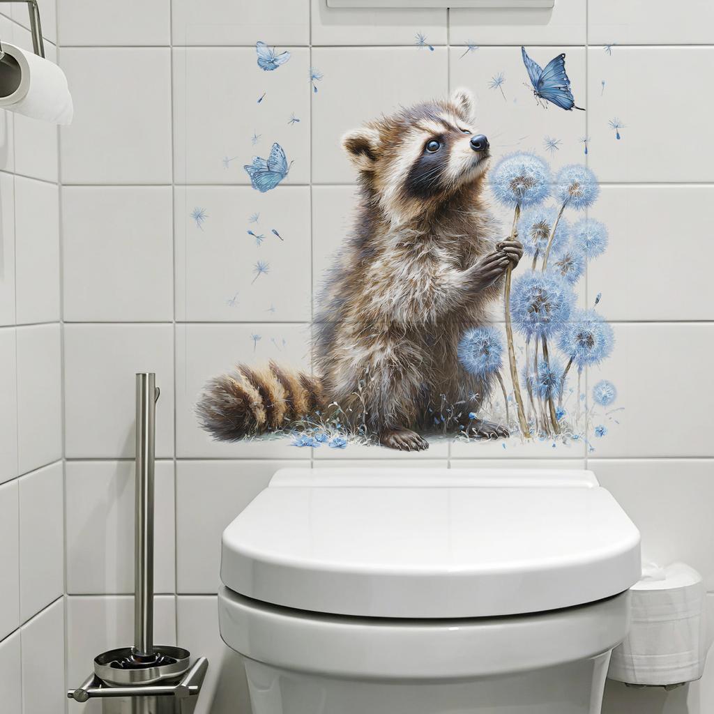Cute Cartoon Raccoon Butterfly Home Decor Wall Stickers For Children's Rooms, Living Rooms, Bathrooms