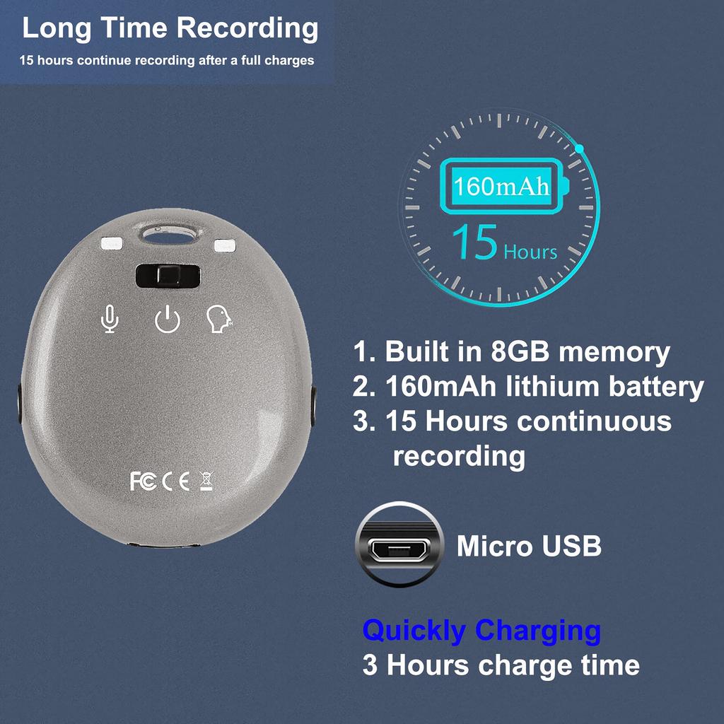 Simple Mini Portable Voice Recorder with Voice Digital IC Recorder for University Language and Continuous High-performance Detection. Meetings,
