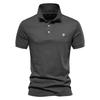 Men's Korean-Style Solid Color Cotton Polo Shirt  Sporty Casual Embroidered Button Lapel Short-Sleeve Top