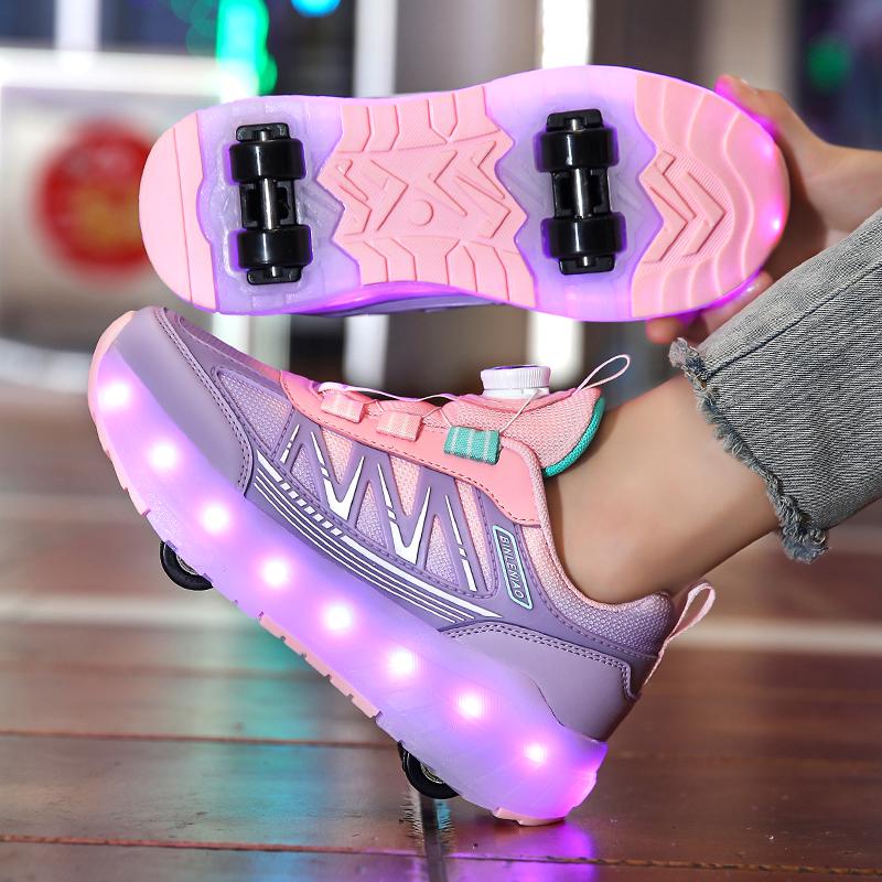 Children's Heely Shoes Four-wheel Summer Boys Luminous Detachable Girls Students with Wheels Sports Shoes