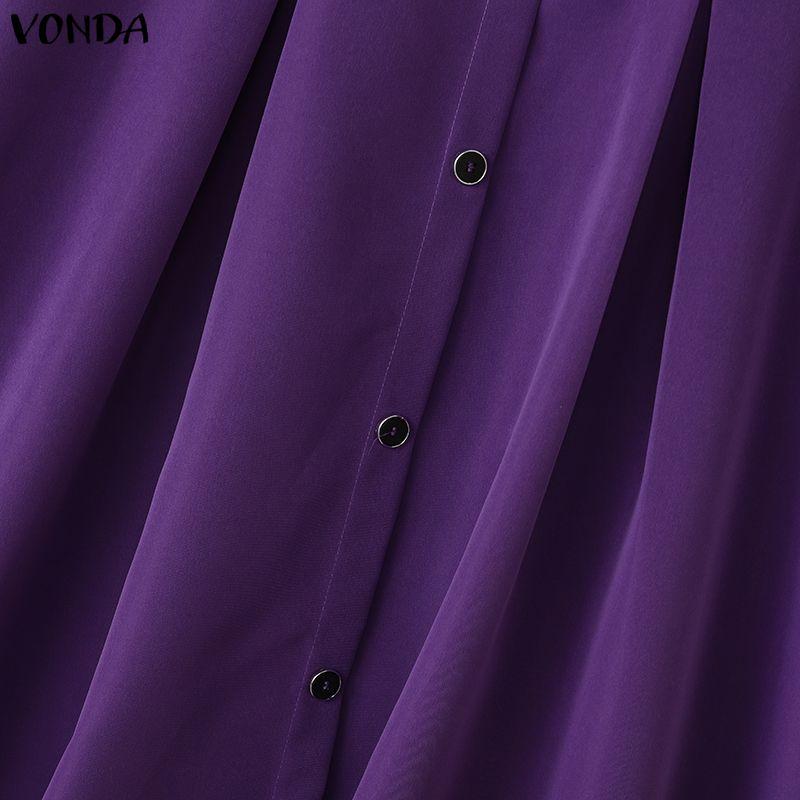 VONDA Women Zip-up Ruffled High Waist Casual Thin A-line Maxi Pleated Skirts