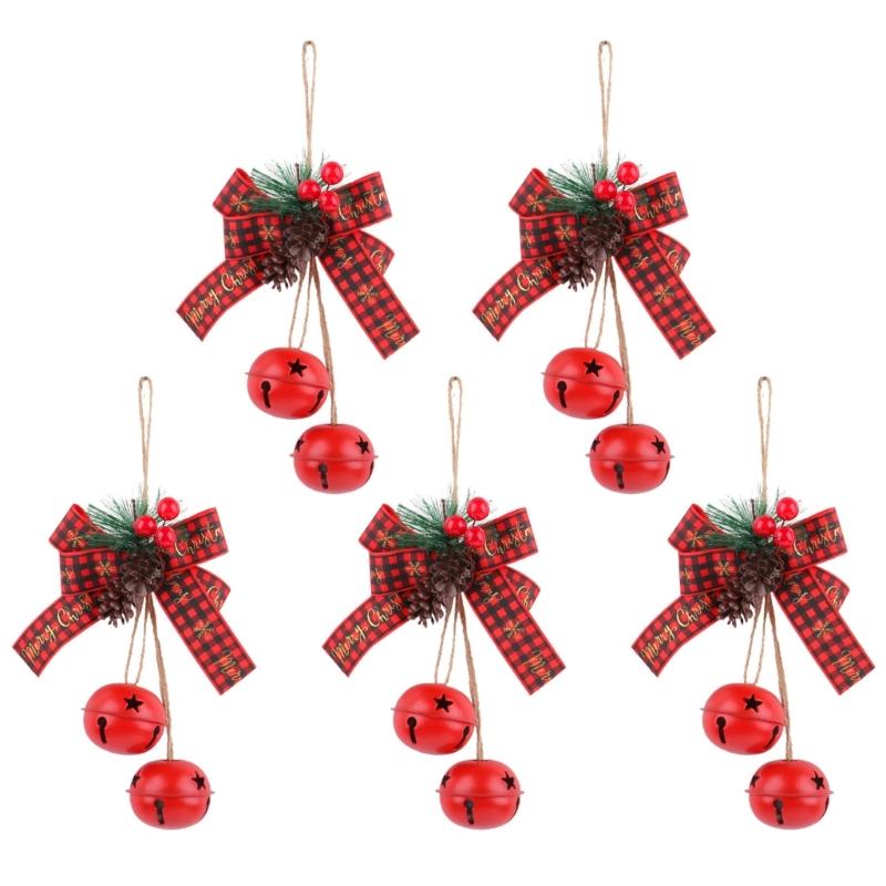 Holiday Bowknot Iron Craft Bells Delicate Iron Crafted Bells with Bowknot for Christmas Tree and Window Decoration