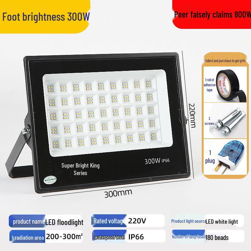 LED High-Power Outdoor Waterproof Floodlight: Super Bright Stadium Spotlight for Construction Sites