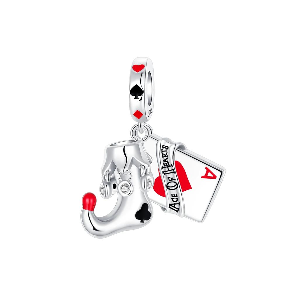 Dice Poker Red Heart A Dangle Charm 925 Silver Dazzling Zircon Beads Fit Original DIY Bracelet Jewelry Making Gift