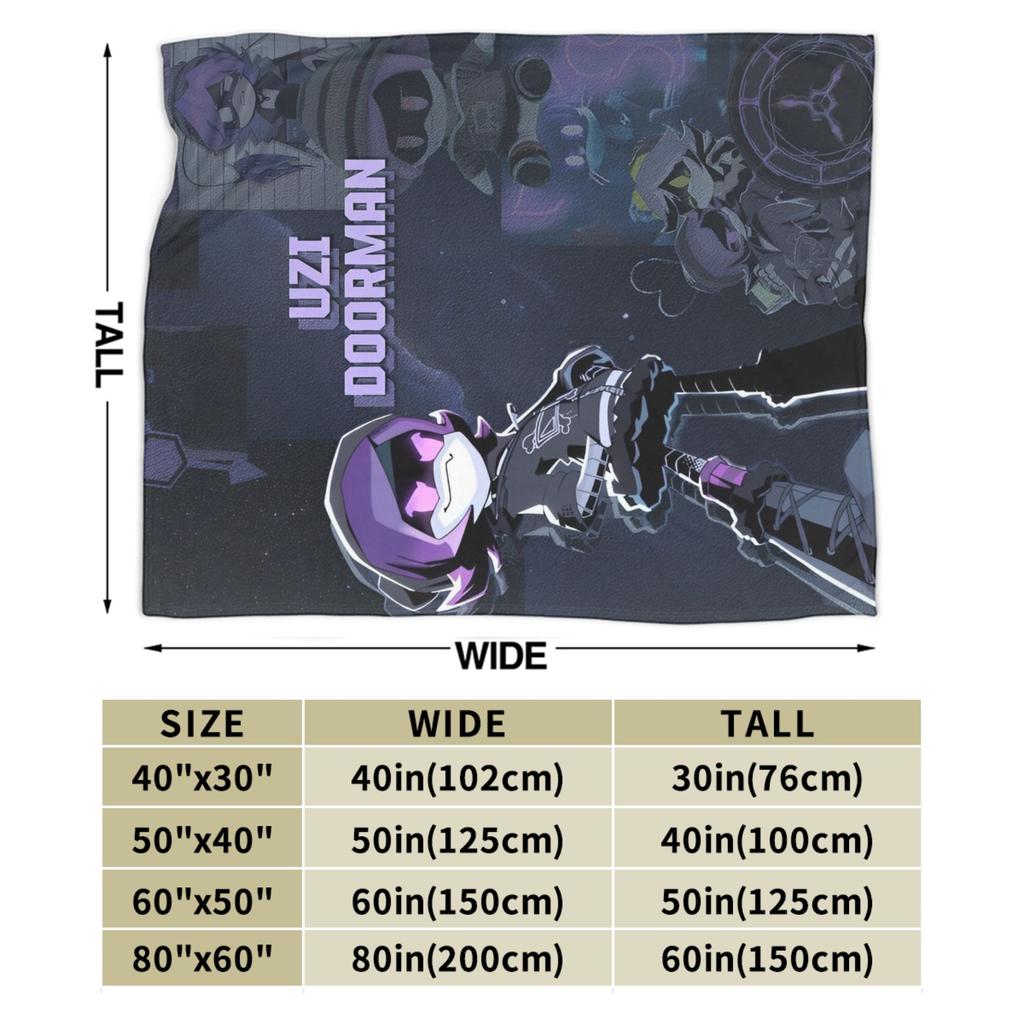 Murder Drones Blanket Flannel Uzi Doorman Purple Breathable Super Soft Throw Blanket for Bedding Couch Plush Thin Quilt