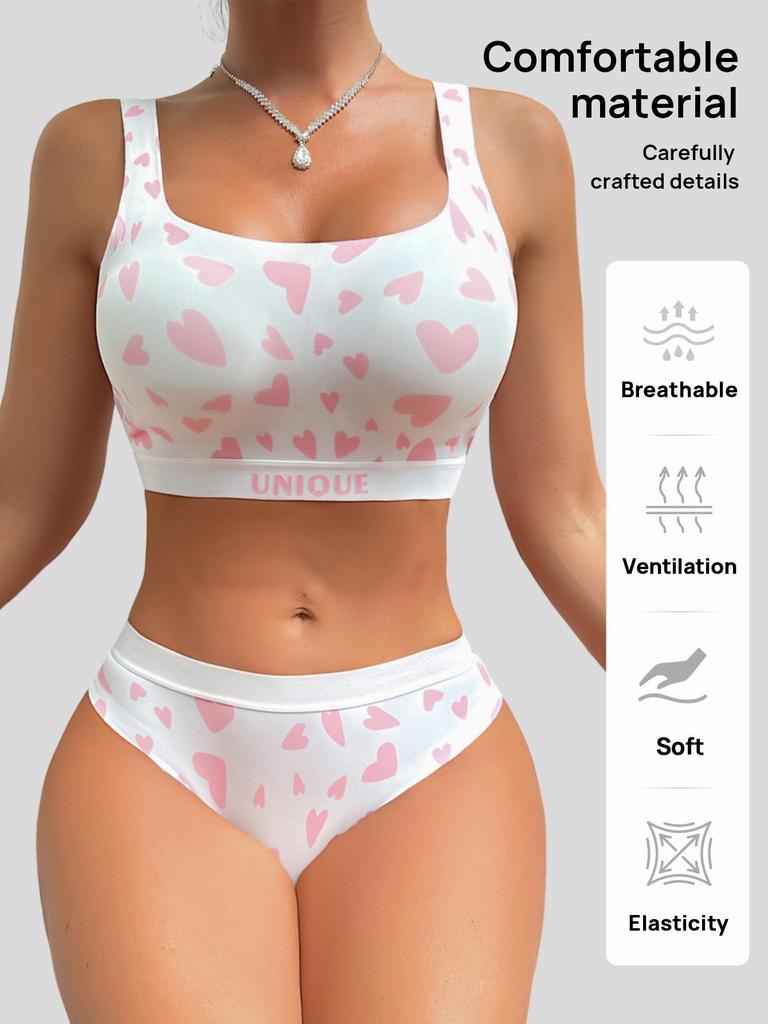 Spicy Girl Leopard Bikini Lingerie Set: Seamless Sport Bra & Cute Panties