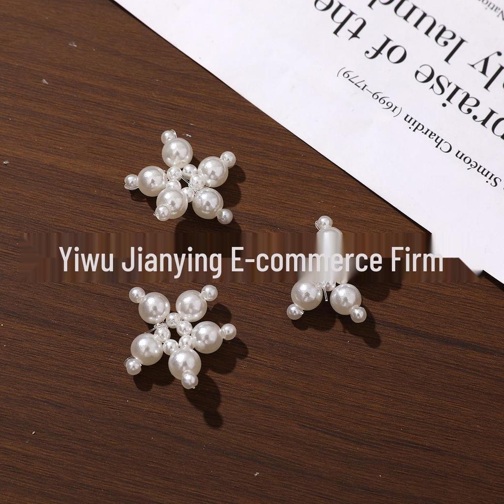 Korean Fashion Imitation Pearl Star Pentagram Earrings, Dangles, Keychain, Shoe Buckle, and Pendant Accessories