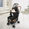 Foldable 2-Tier Pet Stroller for Smal Dogs & Cats, Convertible & Detachable Design, Double Layer Carrier with 77lbs Capacity