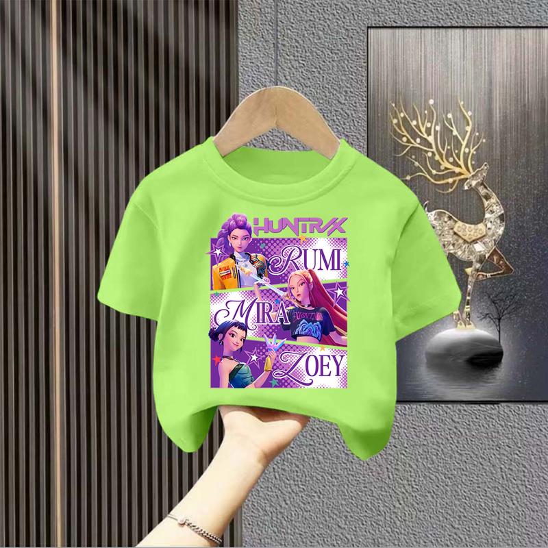 Kpop Lovci démonů Dětské oblečení Tričko s krátkým rukávem Roztomilé Kpop Lovci démonů Tygří Harajuku Tričko pro kluky a holky