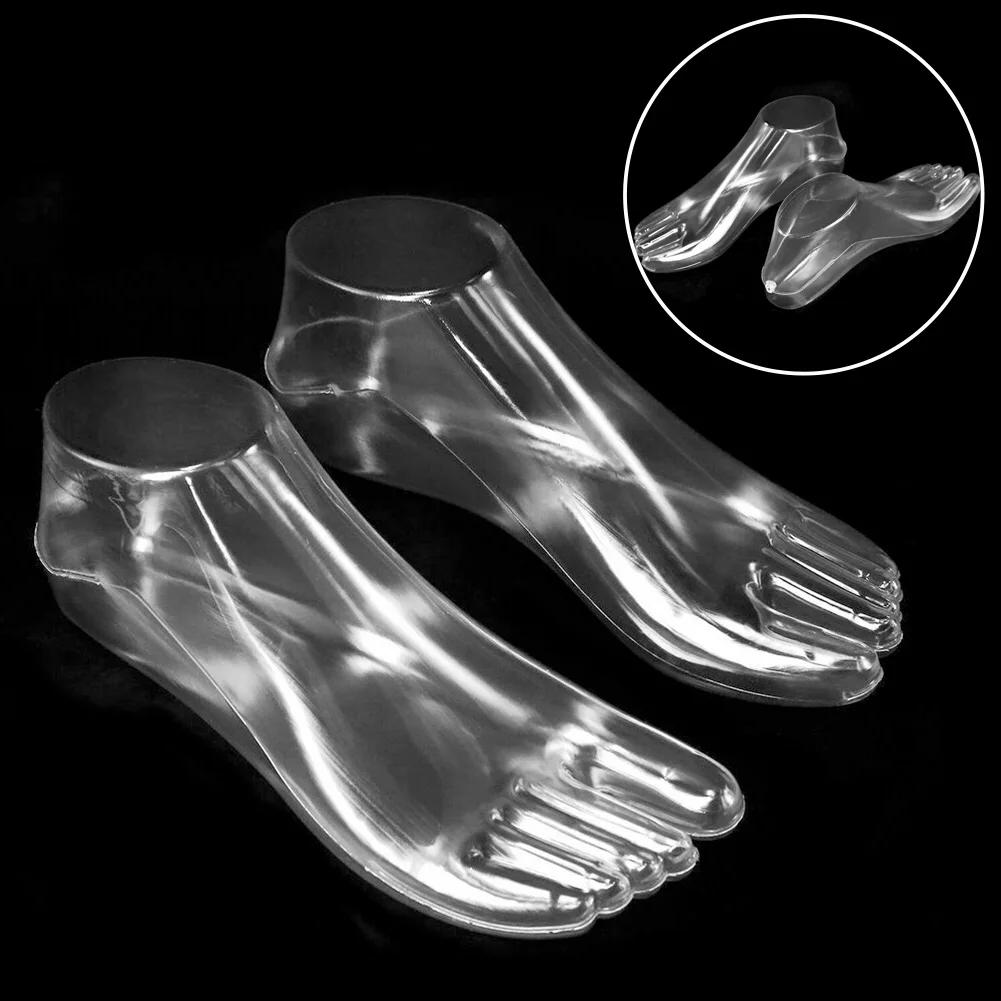 Manichino Piedi Uomo Piedi Manichino Trasparenti 22x9cm Donna Modello Fatto a Mano Strumento di Esposizione PVC Forma per Scarpe Supporto per Scarpe 1 Paio