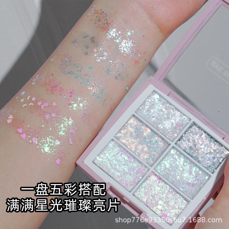 Six Color Shimmer Glitter Candy Paper Gel Eyeshadow For Beauty Eye Makeup