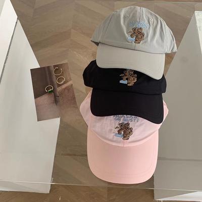 Pink Cute Little Bear Embroidery Ultra Thin Quick Drying Summer Sun Protection Baseball Cap Men's Baseball Cap Women's Trendy