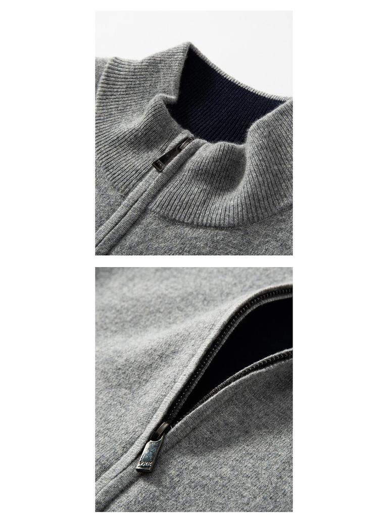 Men's Thickened Cashmere Zip Cardigan - Autumn/Winter Long-Sleeved Knit Sweater