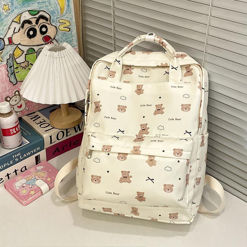 

Simple Bow Butterfly And Cartoon Bear Pattern Student Backpack Teens For слоновая кость