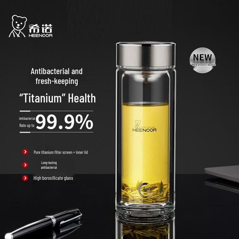 XINUO Double-Layer Anti-scald Antibacterial Glass Tea Cup