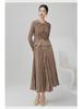 High-End Women's Pleated Casual Set: Long Sleeve Top & Slimming Midi Skirt Two-Piece