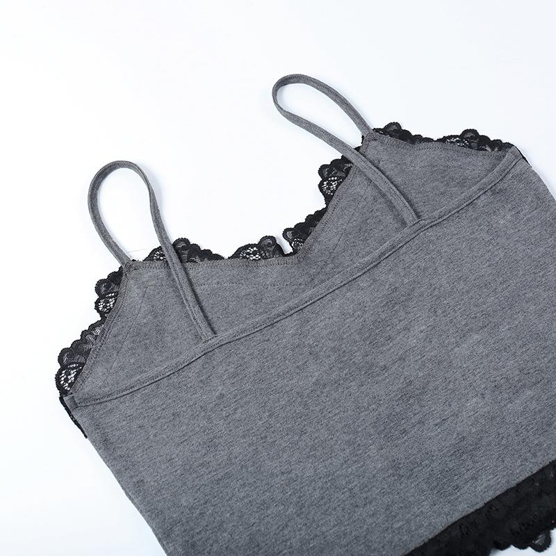 GMXIA Spice Lace Patchwork Halfter Dark Wind Persönlichkeit Moth Print Abnehmen Temperament Top Lady