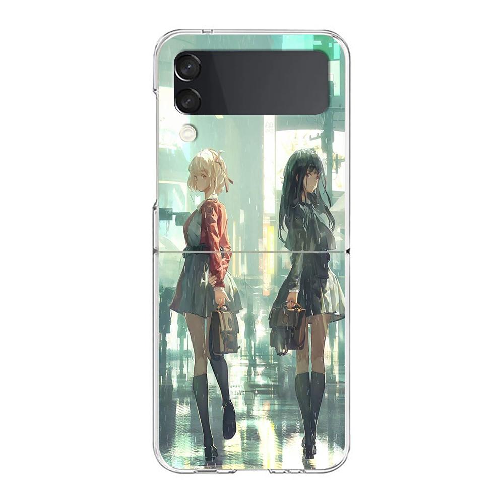 Anime Girl Art Scenery Clear Phone Case For Samsung Galaxy Z Flip 4 Case Thin High Hard PC Shell on For Galaxy Z Flip 3 5G Cover