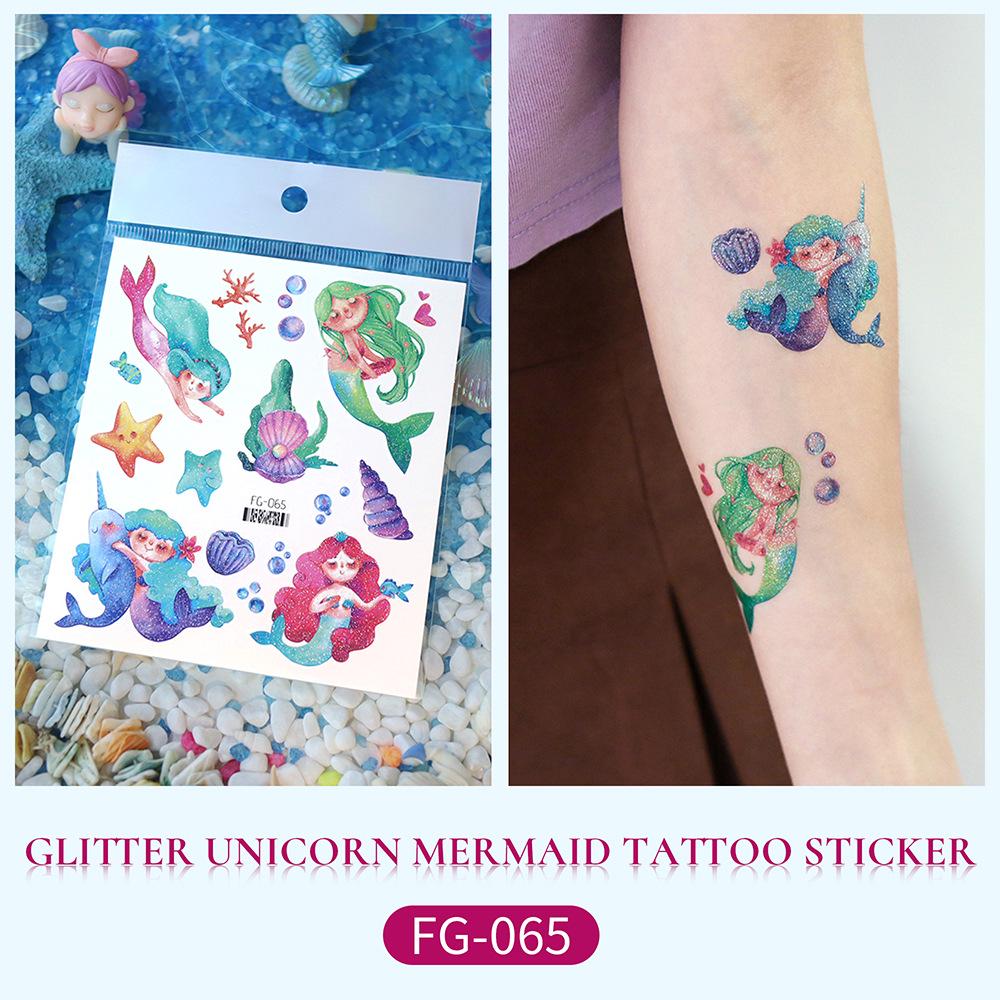 Children's Glitter Mermaid & Unicorn Waterproof Tattoo Stickers