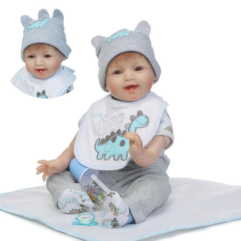 Lebensechte 22-Zoll Realistische Reborn Baby Jungenpuppe Aus Weichem Vinyl-Silikon Für Kleinkinder