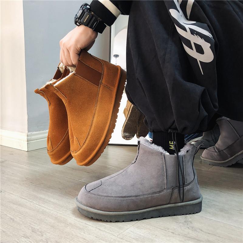 New Men's Classic Winter Fashion Cotton Shoes Low-cut Short Mid-calf Casual Ssnow Boots