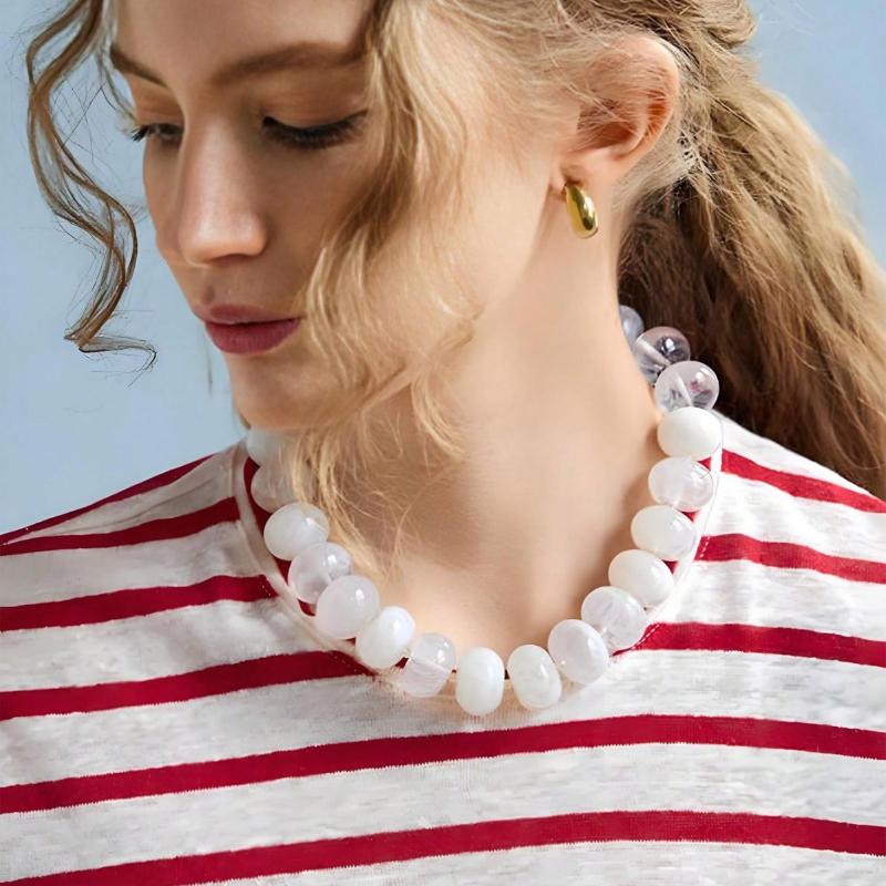 1Pcs Charms Chunky Jewelry Bohemian Casual Dopamine Resin Bead Necklace Suitable For Women Daily Vacation Wear