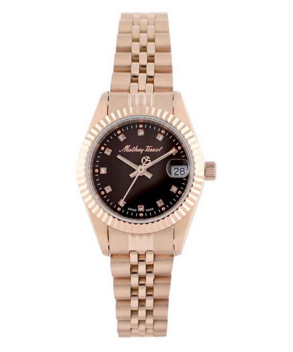 

Mathey-Tissot Mathy II Кварцевые женские часы из нержавеющей стали цвета розового золота с коричневым циферблатом D710PRM коричневый