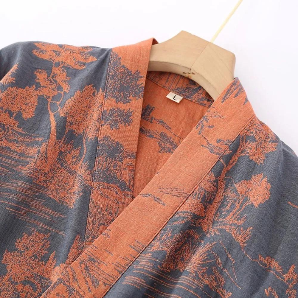 Baumwoll-Doppelschicht-Bademantel, Dünne Nachtwäsche, Hauskleidung, Damen-Schlafrobe, Schnelltrocknender Wasserabsorbierender Yukata