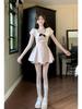 Heiress Style Short Skirt - Waist-Cinched Summer Dress with Bowknot Design