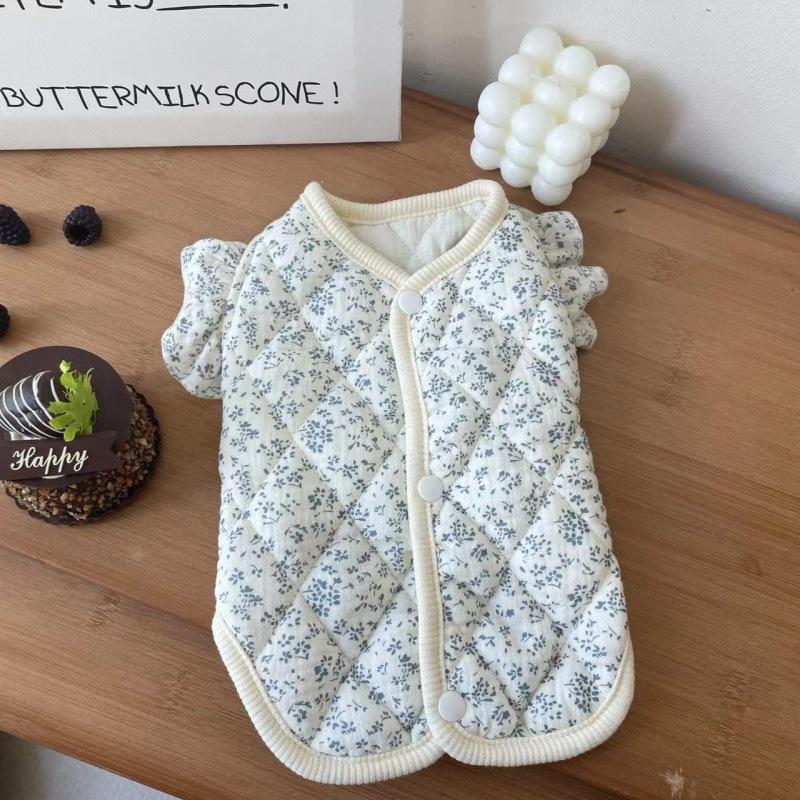 Flying sleeve gauze pet clothes cotton loungewear small dog puppy dog autumn and winter clothing warm kitten cat clothes