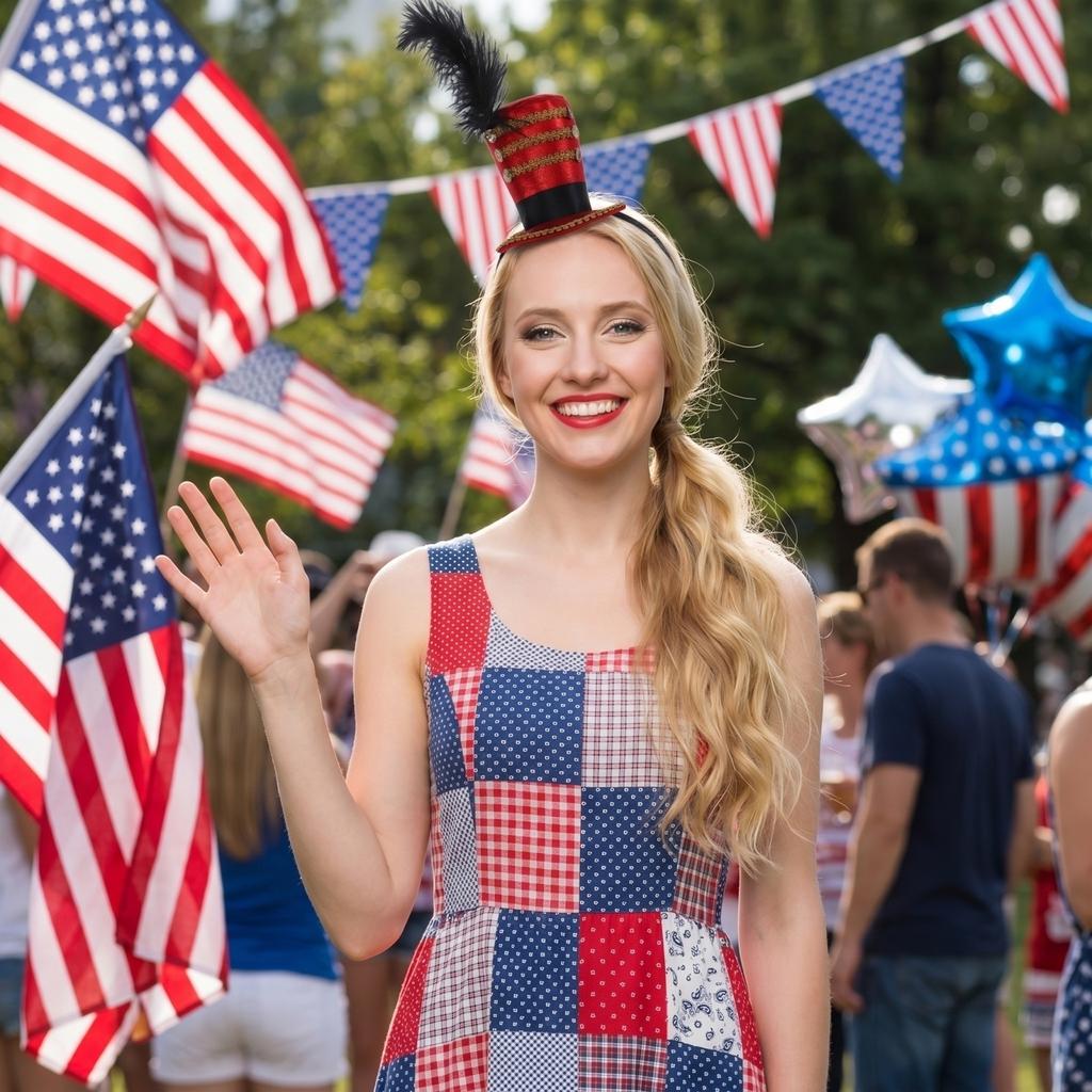 Top Hat Headband, American Independence Day Celebration Costume, Feather Headband, Holiday Party Headband