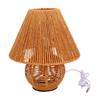 Boho Bordlampe 3 Farger Dimbar Jute Vevd Vintage Bord Nattbordslampe for Soverom Stue Dekorasjon