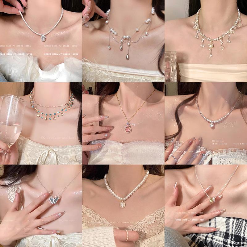 Light Luxury Niche High-end Pearl Necklace Women's Fashion Versatile Temperament Titanium Steel Clavicle Chain Internet Celebrity Necklace