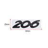 1Pc 3D Glossy Black Chrome Silver 206 Metal Logo Emblem Badge Decal Car Sticker for Peugeot 206 Car Accessories