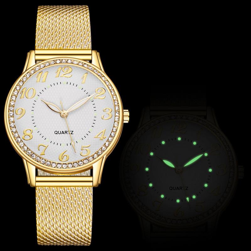 Ladies Silver Gold Rose Gold Luminous Quartz Watch With Stainless Steel Buckle For Women