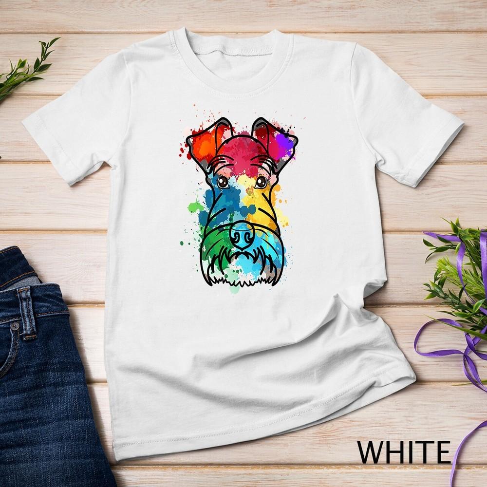 

Miniature Schnauzer Water Color Dog Mom Paint Splat Love Unisex T-shirt 4XL
