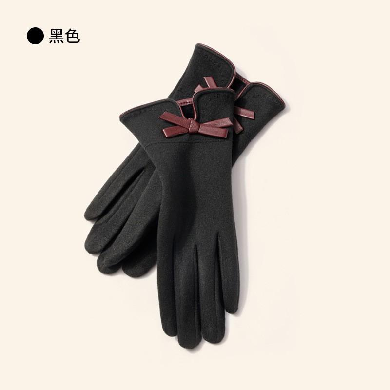 Womens Warm Fleece-Lined Cycling Gloves With Touchscreen Capability Butterfly Knot Design Winter Riding Students