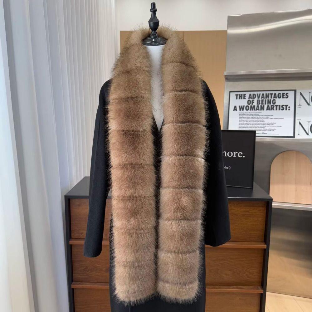 Imitation Mink Fur Long Faux Fur Scarf Thick Shawl Wrap Fashion Fluffy Scarf Office Ladys
