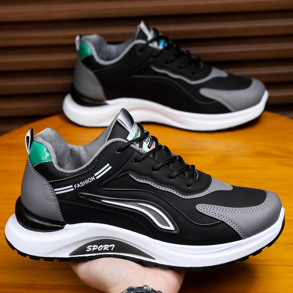 Sports and leisure shoes 2025 new versatile fashion front lace-up single shoes comfortable running lightweight large size men's shoes