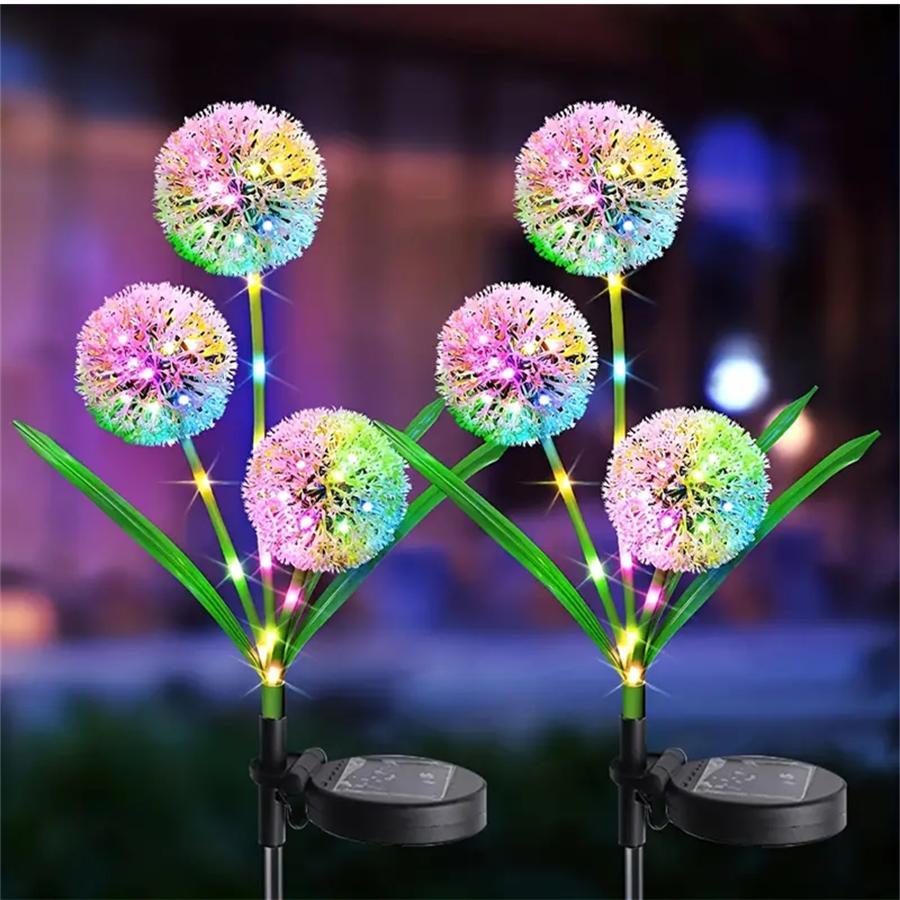 

3 Heads Solar Powered Scallion Balls Shaped Outdoor Ground Mounted Light Waterproof Light for Courtyard Garden Landscape Decor 1PC 3head