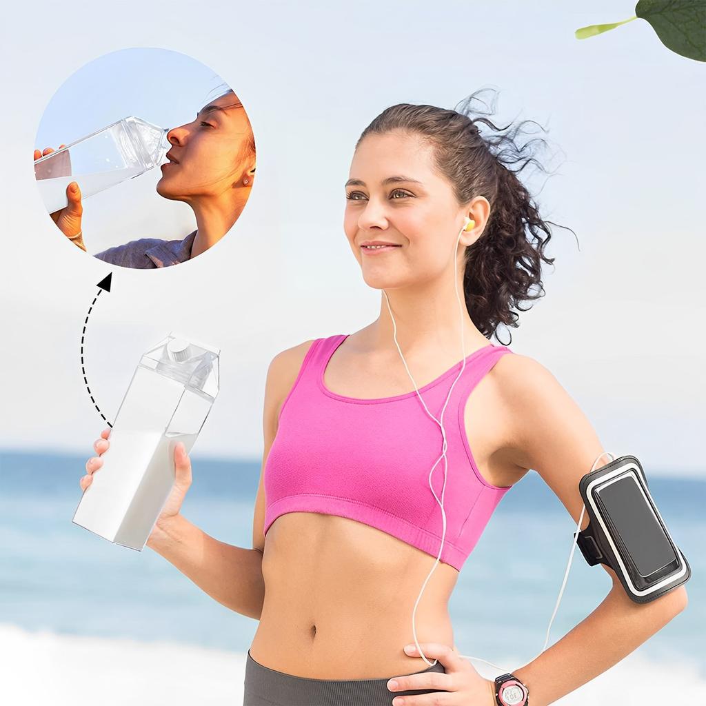 Milk Carton Water Bottle Reusable Leak Proof Square Milk Bottle Large Coffee Milk Carton Bottle for Traveling Picnic School